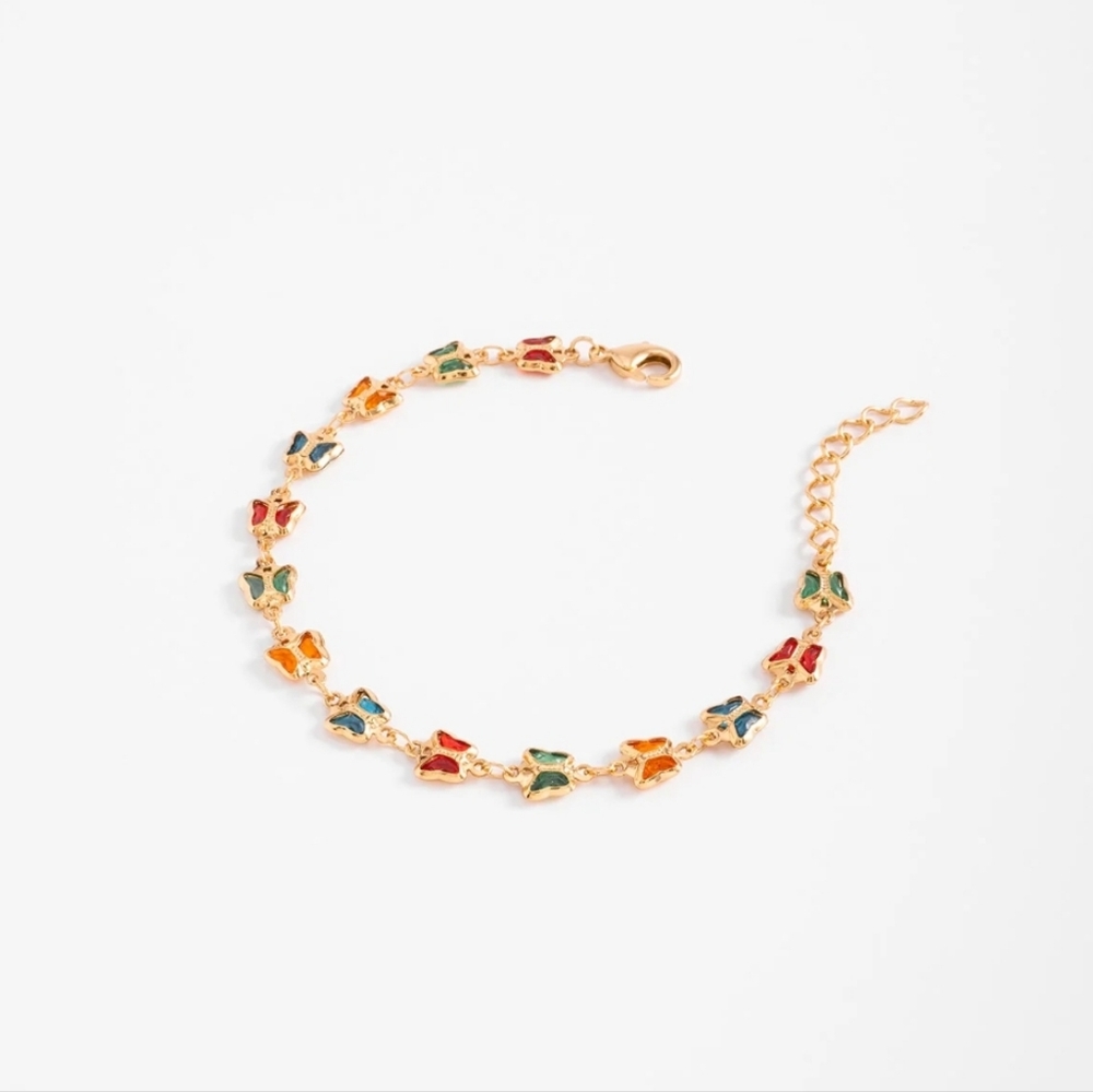 18K Gold Plated Fine Multicolor Butterfly Bracelet
